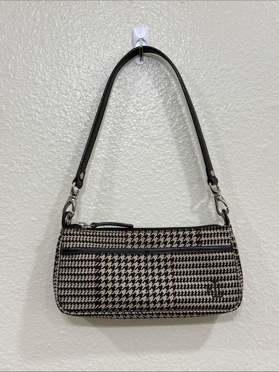 Ralph Lauren Handbags - Vintage Y2K Ralph Lauren Brown Plaid Houndstooth Small Shoulder Bag Baguette